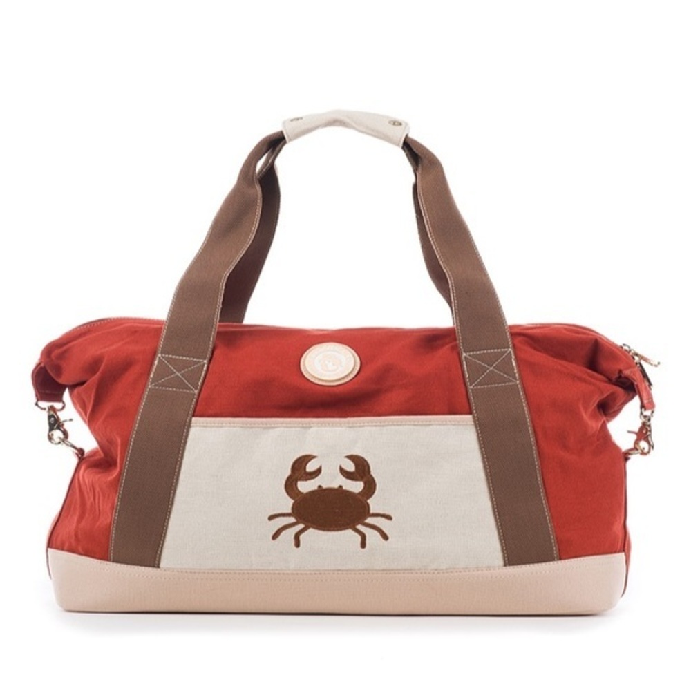 SPARTINA 449 Crab Duffle Durable Canvas & Linen- Rust and Beige NWT